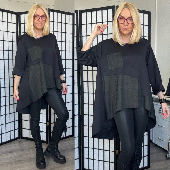 May asszimetrikus A-vonalú tunika 7236 - khaki