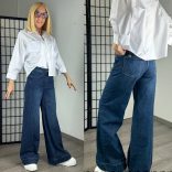 3D trapéz wide leg farmer9317-sötétkék