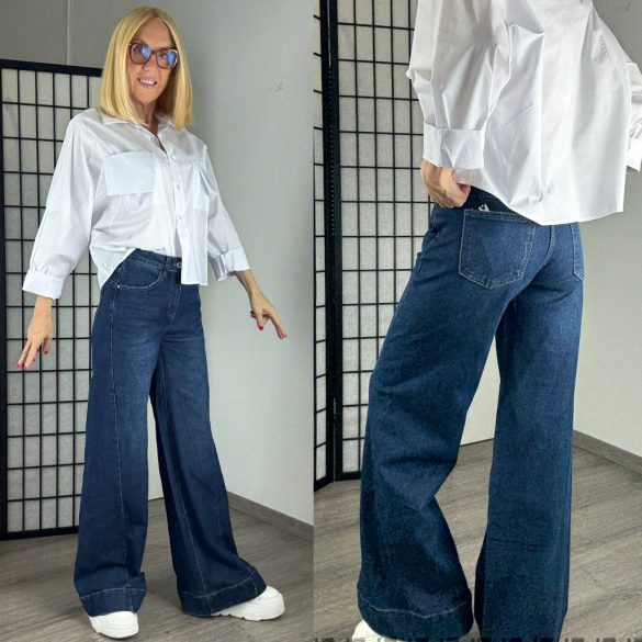 3D trapéz wide leg farmer9317-sötétkék