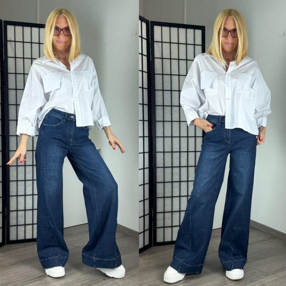 3D trapéz wide leg farmer9317-sötétkék