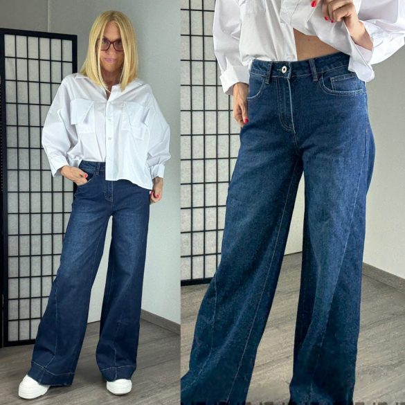 3D trapéz wide leg farmer9317-sötétkék