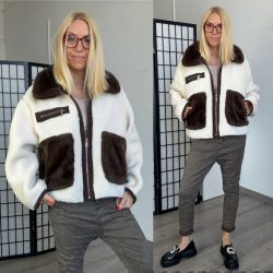 Montreal cipzáros bunda kabát DL 30071 - törtfehér