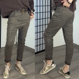 Melly ülepes elasztikus farmer ferde varrással 8201A - csokibarna