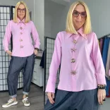 Starshine elegáns ing arany kitűzőkkel 89777-rózsaszín