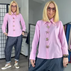 Starshine elegáns ing arany kitűzőkkel 89777-rózsaszín