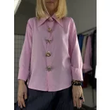 Starshine elegáns ing arany kitűzőkkel 89777-rózsaszín
