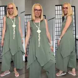 SUN aszimmetrikus pamut tunika8600-khaki