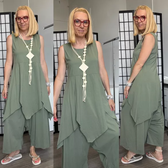 SUN aszimmetrikus pamut tunika8600-khaki