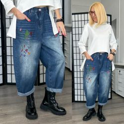 Wendy Trendy hímzett farmer - sötétkék