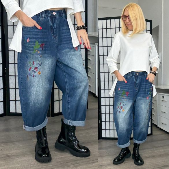 Wendy Trendy hímzett farmer - sötétkék