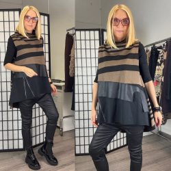 Mitica ujjjatlan, csíkos mellény 8980 - barna