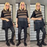 Mitica ujjjatlan, csíkos mellény 8980 - barna