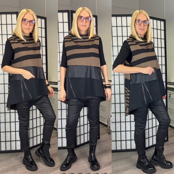 Mitica ujjjatlan, csíkos mellény 8980 - barna