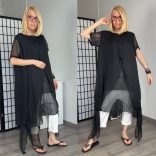 Fly Out selyemhatású tunika MY1137 - fekete 