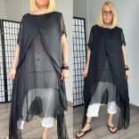 Fly Out selyemhatású tunika MY1137 - fekete 