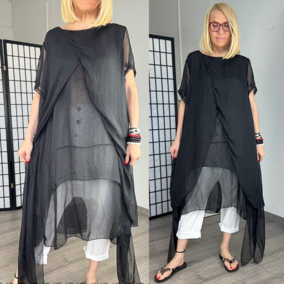 Fly Out selyemhatású tunika MY1137 - fekete 