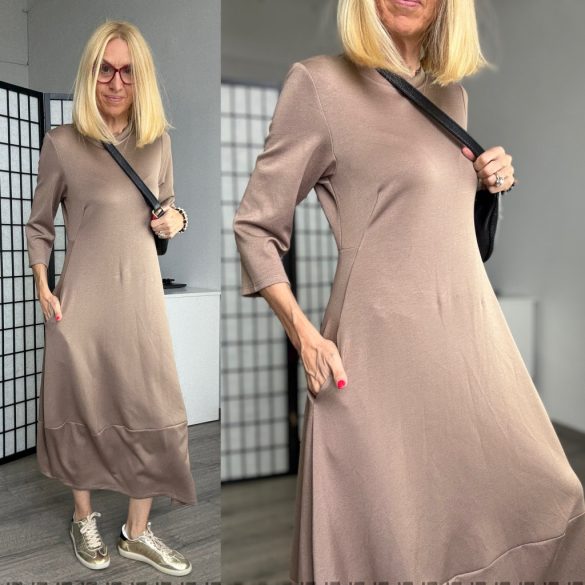 Linda 3/4-es ujjú hagyma ruha M5775 - taupe
