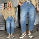 S Woman gumis derekú ülepes lefelé szűkülő farmer SW2074-világoskék