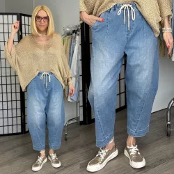   S Woman gumis derekú ülepes lefelé szűkülő farmer SW2074-világoskék