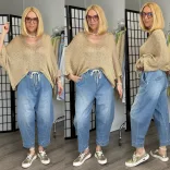 S Woman gumis derekú ülepes lefelé szűkülő farmer SW2074-világoskék