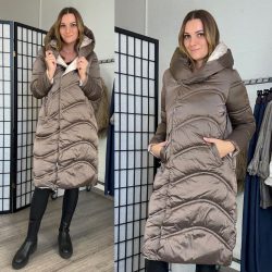 Skive steppelt kapucnis átmeneti kabát2986-taupe