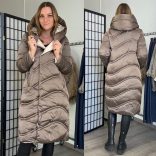 Skive steppelt kapucnis átmeneti kabát2986-taupe