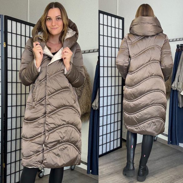 Skive steppelt kapucnis átmeneti kabát2986-taupe