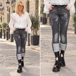 S Woman elasztikus farmer SW1739-fekete