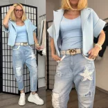 S Woman csillagos ülepes farmerSW1958-világoskék