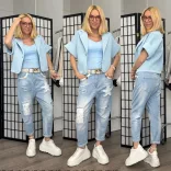 S Woman csillagos ülepes farmerSW1958-világoskék