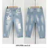 S Woman csillagos ülepes farmerSW1958-világoskék