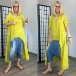 Anika asszimetrikus len tunika 3706 - sárga