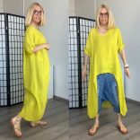 Anika asszimetrikus len tunika 3706 - sárga