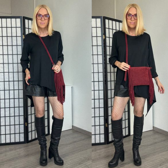 Lux Luna asszimetrikus pamut tunika 51040B - fekete