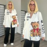 Teddy mintás blézer25001 -törtfehér