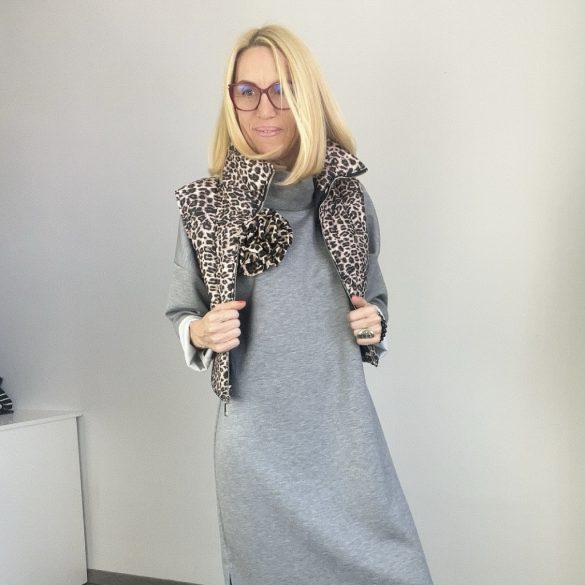 Palma kámzsanyakú hosszú tunika, ocelot kitűzővel A59761 - szürke