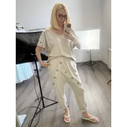 Sunflower szegecses ülepes pamut nadrág 260503 - bézs