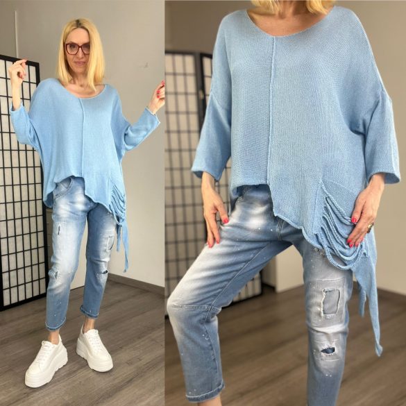 NC Fire asszimetrikus kötött pulóver-világoskék