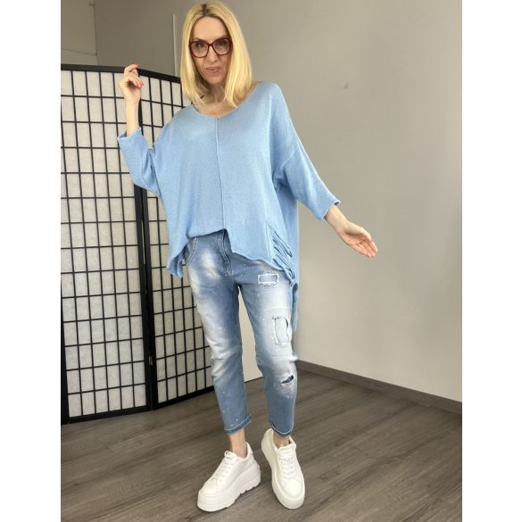 NC Fire asszimetrikus kötött pulóver-világoskék