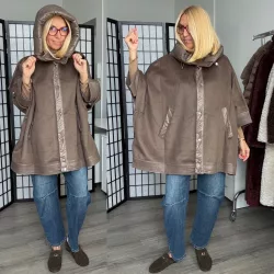 Alina kapucnis poncsó 2908-taupe