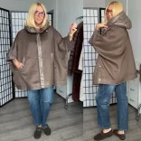 Alina kapucnis poncsó 2908-taupe