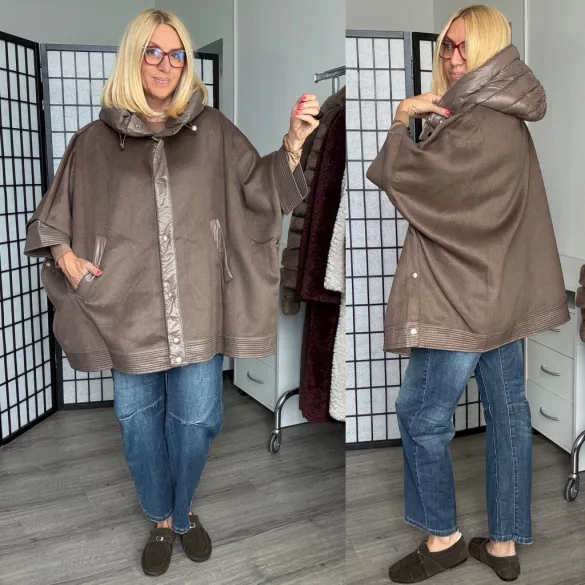 Alina kapucnis poncsó 2908-taupe