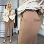 Pleasant elasztikus elegáns nadrág bőrszegélyes zsebbel 2098-camel