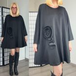 Lux Luna rózsadíszes tunika 50990 - fekete