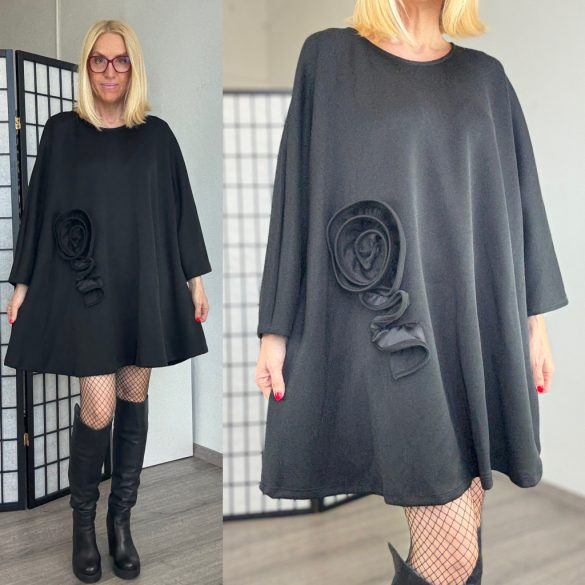 Lux Luna rózsadíszes tunika 50990 - fekete