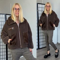 Montreal cipzáros bunda kabát DL 30071 - csokibarna