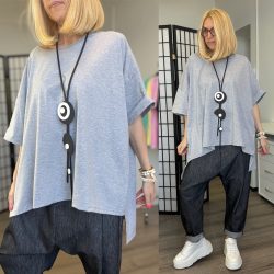 158C rövid ujjú oversize basic tunika56058-szürke