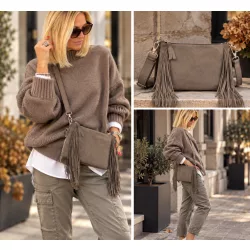 Lexi rojtos bőrtáska - taupe