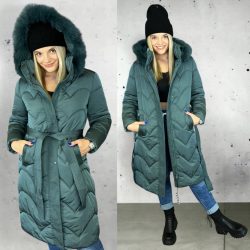   Winnipeg megköthető műszőrmés kapucnis télikabát 2391-e-petrol