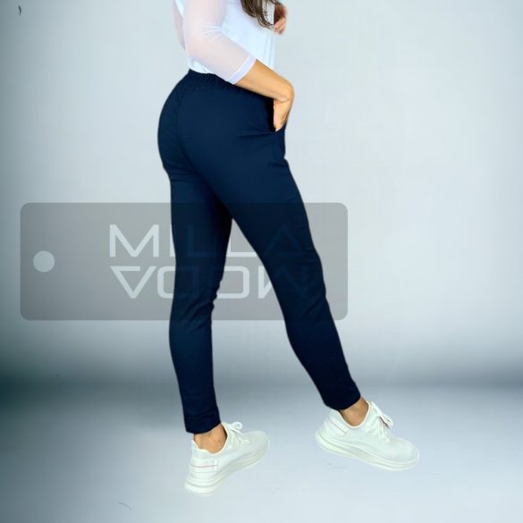 Bei Bei megköthető gumírozott derekú elasztikus viszkóz nadrág 9108-e - sötétkék